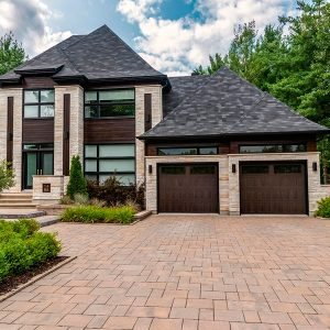 Brown Stamped Shaker Overhead Garage Door