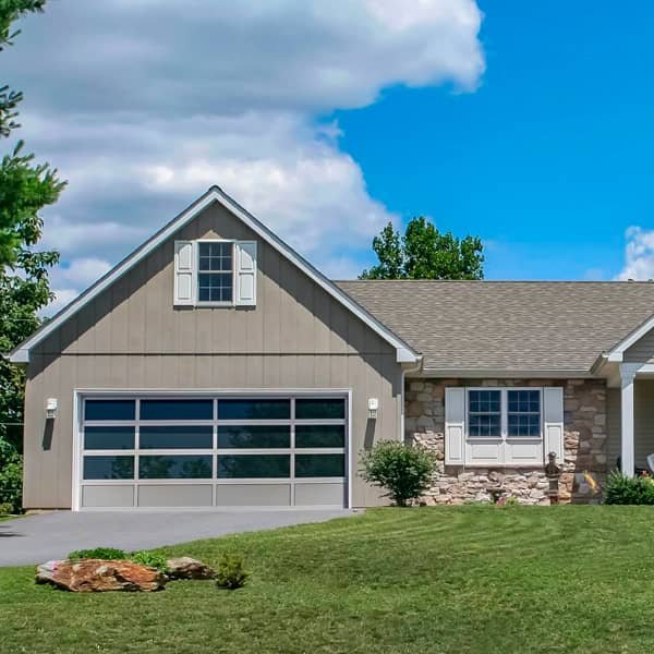 Gray-Glass Overlay Aluminum Garage Door